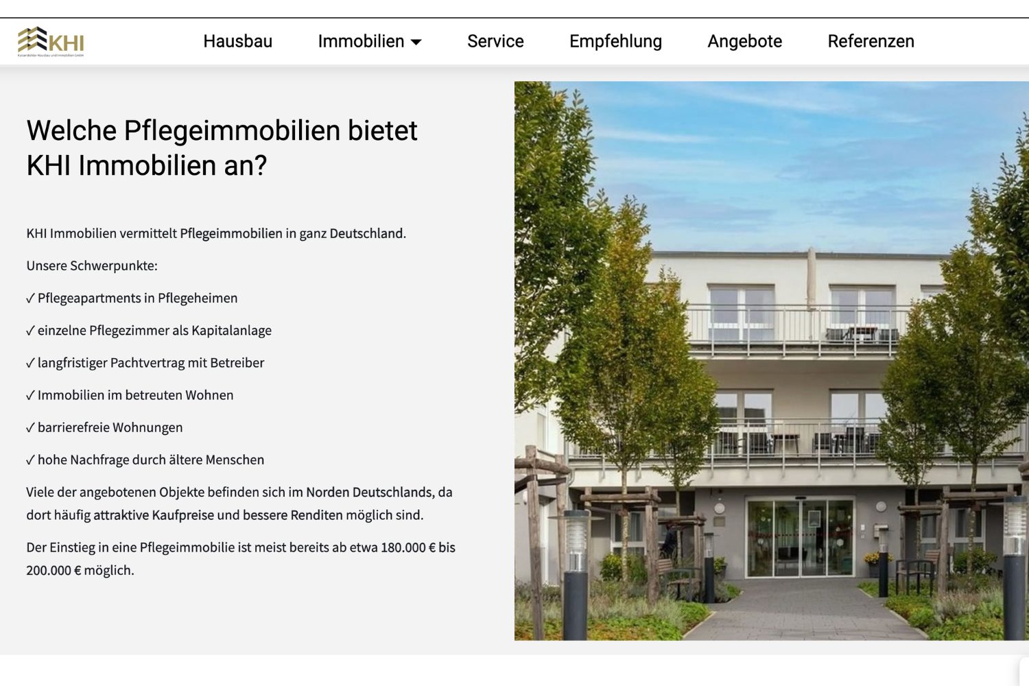 Seo-Optimierung und Texterstellung für die Immobilienmakler KHI GmbH am Kaiserstuhl.