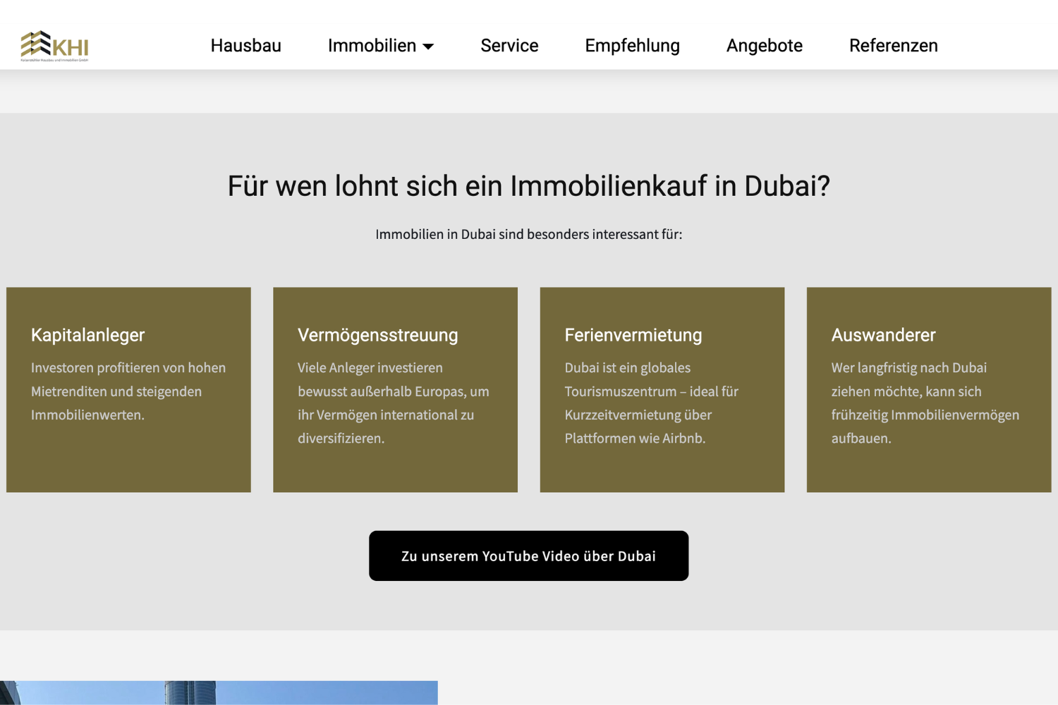 Seo-Optimierung und Texterstellung für die Immobilienmakler KHI GmbH am Kaiserstuhl.