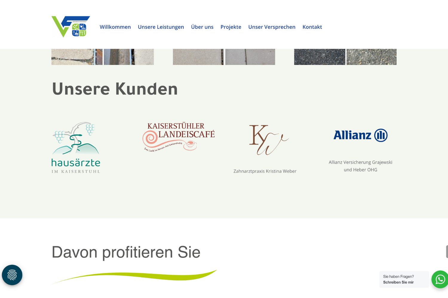 Webprojekt von Lara Stehlin Digital in der Ortenau , Freiburg und Landkreis Emmendingen: VF Hausmeisterservice am Kaiserstuhl.