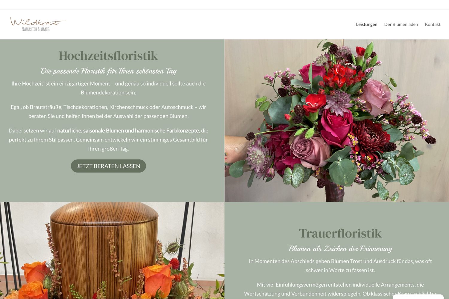 Webdesign für das Blumengeschäft Wildkraut – NATÜRLICH BLUMIG in Mahlberg durch Lara Digital – dem Profi für Online-Marketing, Web und SEO in der Ortenau, Emmendingen und Umgebung.