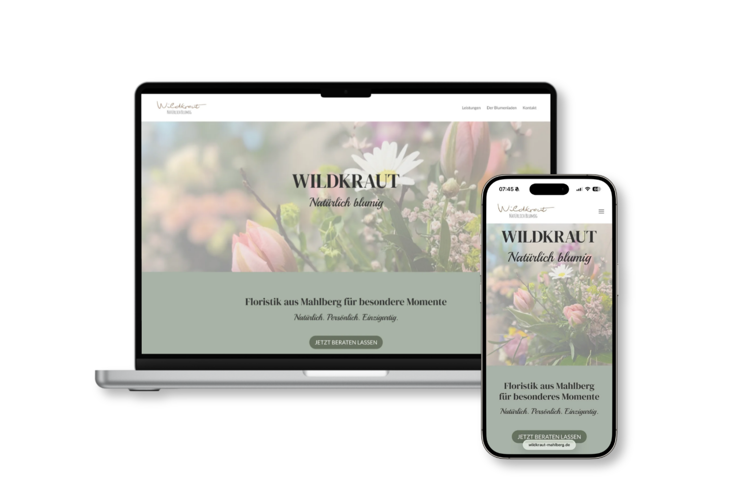 Webdesign für das Blumengeschäft Wildkraut – NATÜRLICH BLUMIG in Mahlberg durch Lara Digital – dem Profi für Online-Marketing, Web und SEO in der Ortenau, Emmendingen und Umgebung.