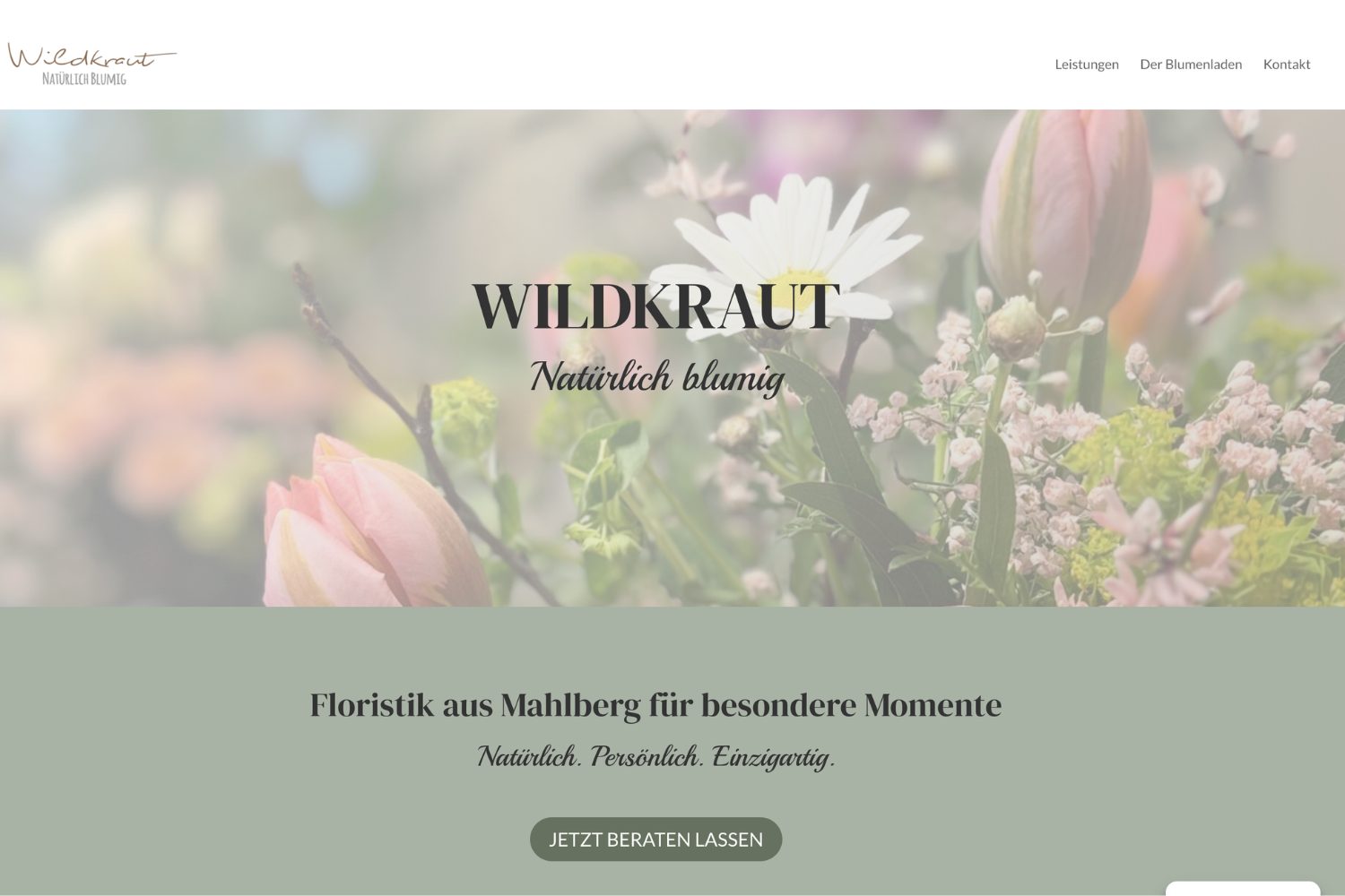 Webdesign für das Blumengeschäft Wildkraut – NATÜRLICH BLUMIG in Mahlberg durch Lara Digital – dem Profi für Online-Marketing, Web und SEO in der Ortenau, Emmendingen und Umgebung.
